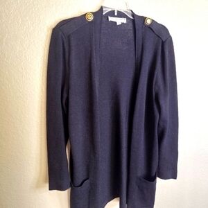 St. John separates Santana knit open black cardigan gold buttons sz S